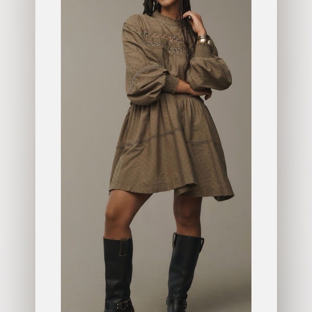 Anthropology Pilcro Khaki Long Sleeve Dress - Picture 3 of 14